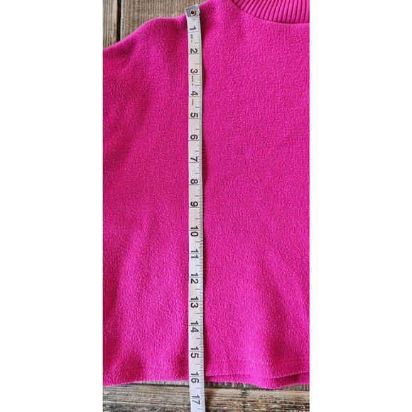 Zara Sweater Womens Small Pink Rib Mock Neck Boxy Oversized Cropped Retro Fun - Picture 7 of 8